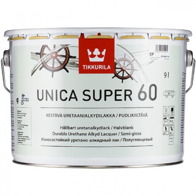 Лак универсальный Tikkurila Unica Super 60 EP полуматовый 9 л