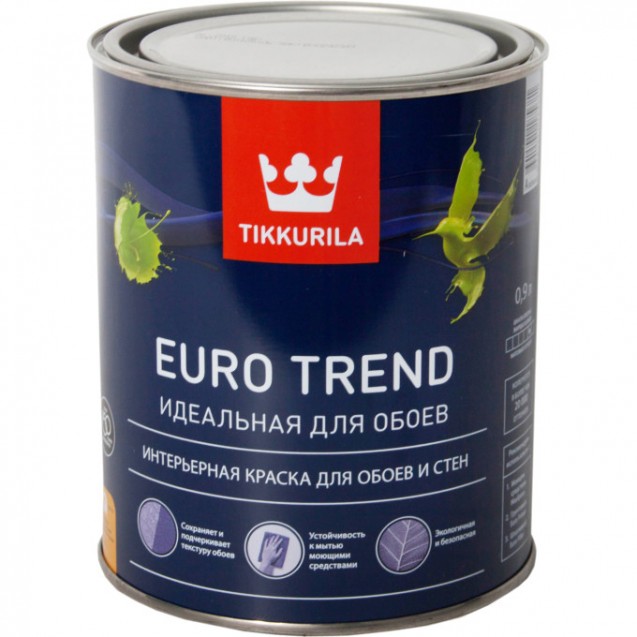 Краска для обоев и стен Tikkurila Euro Trend A матовая 0.9 л